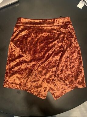 Crushed Velvet Mini Skirt in Rust